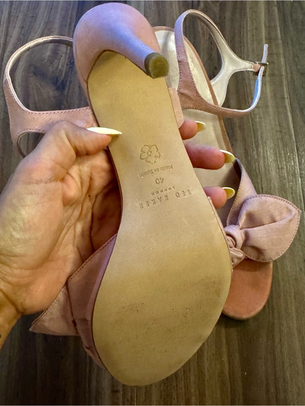 Women’s Pink Bow Ankle-Strap Heeled Sandals - Picture 4 of 5